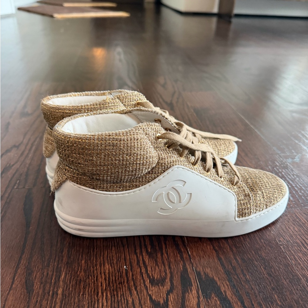 CHANEL Tan and White Athletic Shoes - Picture 7 of 7